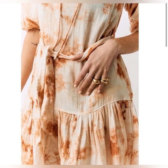 JONATHAN SIMKHAI Orange Gauze Opal Tie Dye Mini Dress Cover Up - Picture 8 of 8